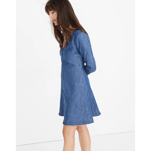 Madewell Denim Lilyblossom Button-Front Dress Blue Size 4 - Picture 2 of 8